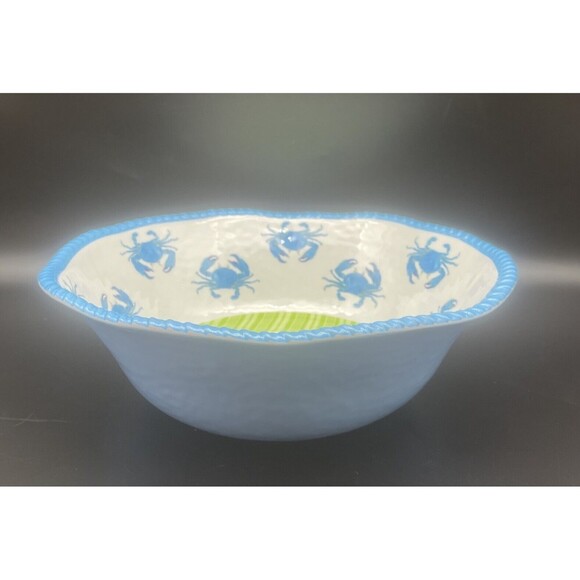 Tommy Bahama Large Blue Crab Melamine Serving Bowl 14” Diameter 4.5” Deep - Picture 2 of 5